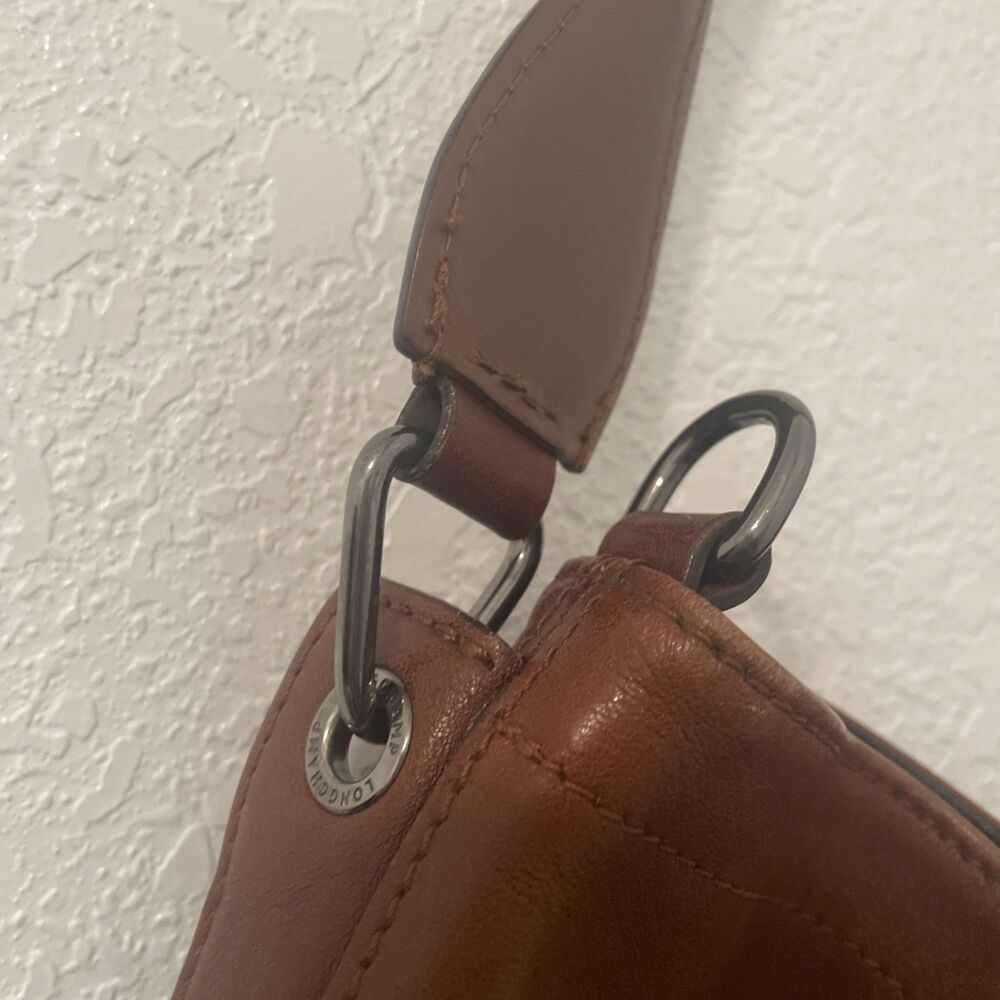 Longchamp Paris Leather Brown Handbag Tote Bag Satchel Purse Classic Preppy See - Picture 10 of 16